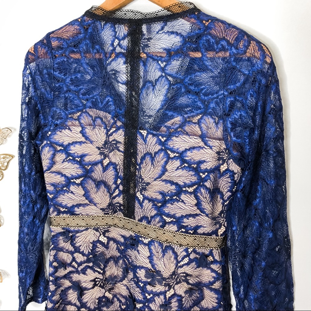 🦋🌙 NWT FOXIEDOX x ANTHROPOLOGIE | Elegant Deep Blue Lace Dress - Picture 11 of 16